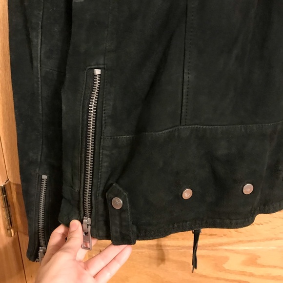 Allsaints oversized suede leather moto jacket with zippers - Picture 11 of 14